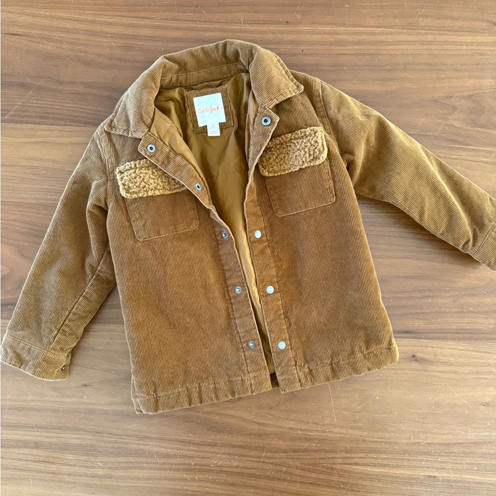 Cat & Jack Tan Corduroy Jacket with Sherpa Accents